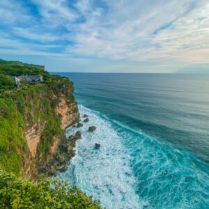 a scenic view of the ocean from a cliff